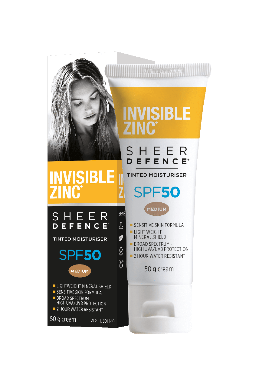 Invisible Zinc Sheer Defence Tinted Moisturiser Light SPF50 50g